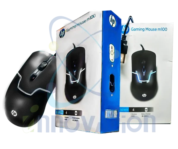 Souris gaming filaire HP m100 - Souris optique USB 4 boutons rétroéclairée, capteur optique de précision