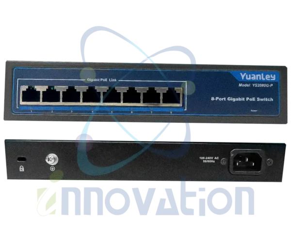 Switch PoE Gigabit YuanLey YS2080G-P - Commutateur non manageable 8 ports Gigabit PoE, alimentation IEC 100-240V